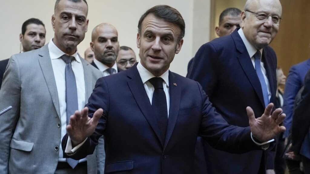 French president in Lebanon to meet the country’s new leaders and discuss ceasefire with Israel