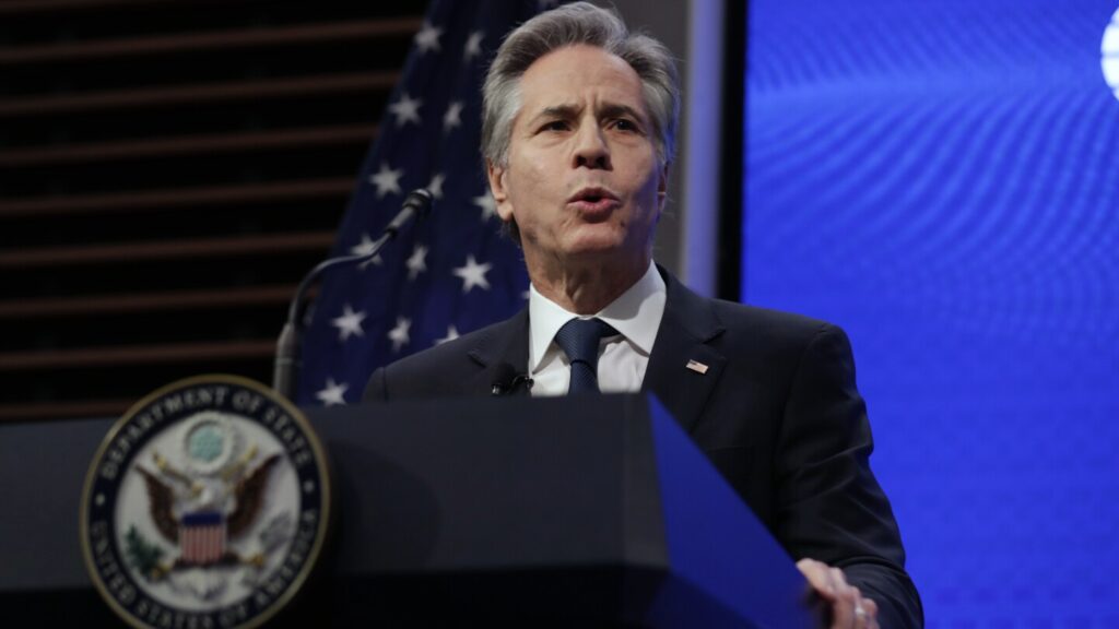 Blinken defends US policy on Gaza as his final State Department briefing is interrupted by protests