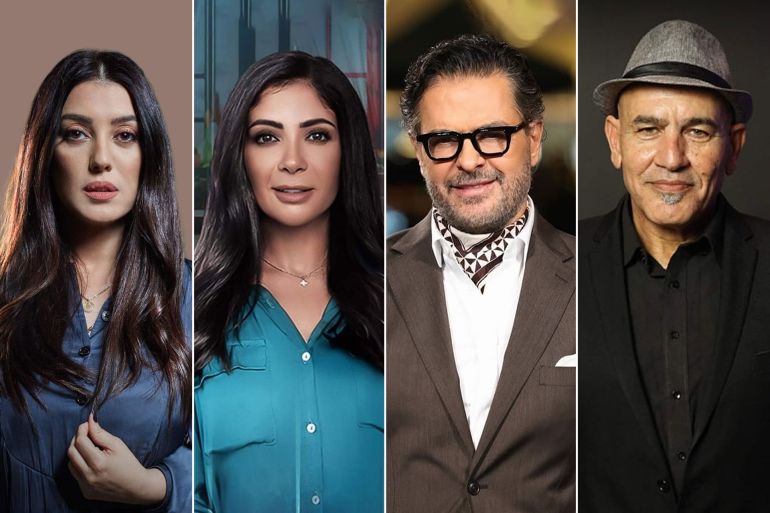 من اليمين رشيد مشهراوي و راغب علامة و منى زكي و كندة علوش