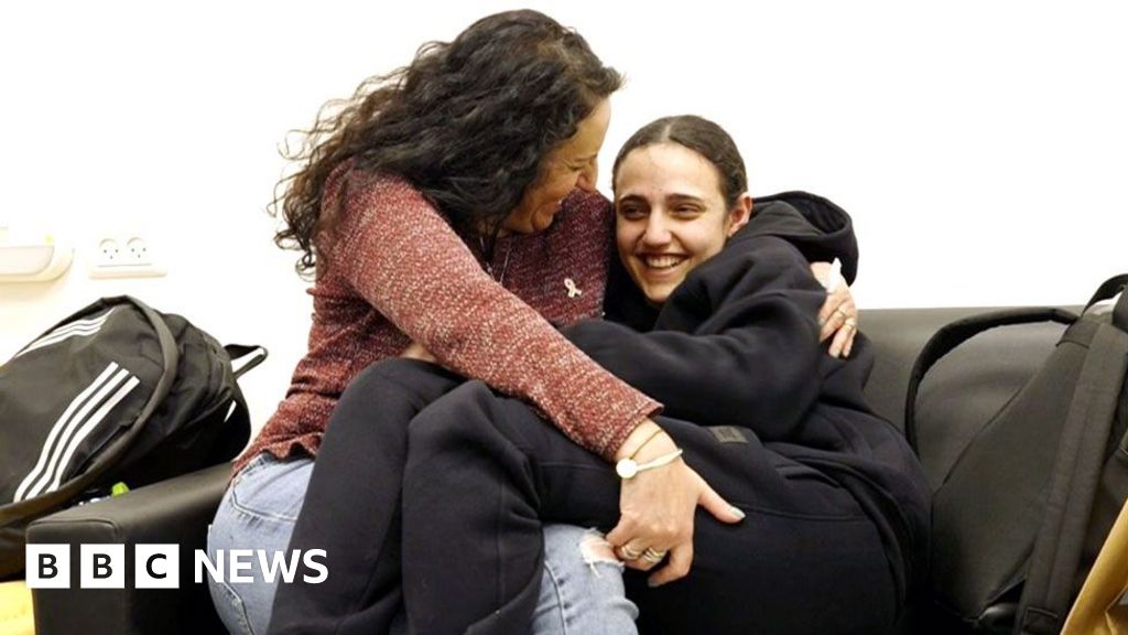 1 hr agoHugs and tears: How Israeli hostage return unfoldedThree freed hostages are returned to Israel after a ceasefire between Israel and Hamas came into force.1 hr agoMiddle East