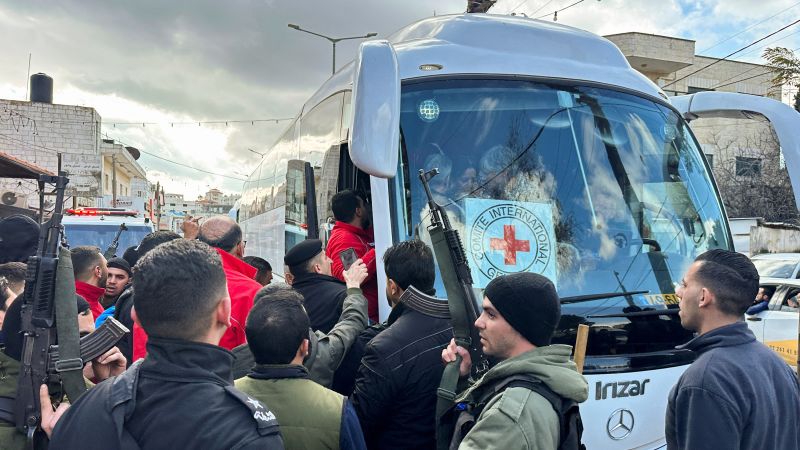 Video shows bus carrying freed Palestinian prisoners from Israeli jail